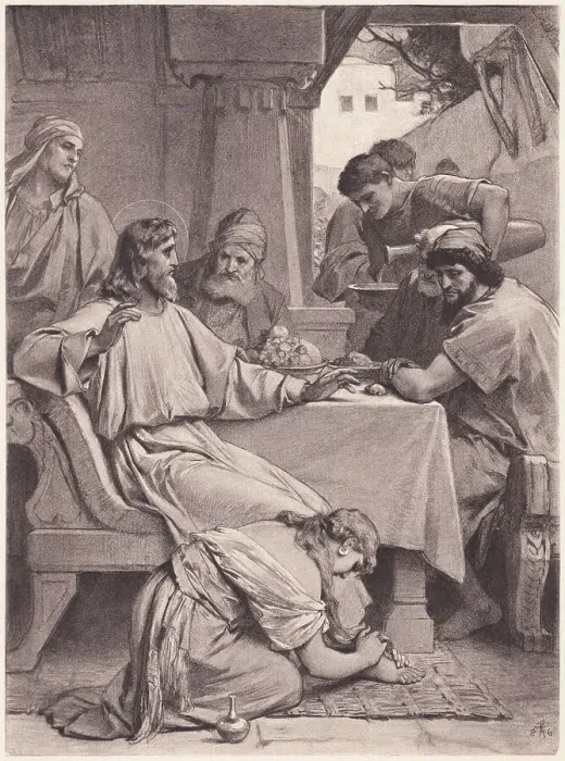 Framed Print : Christ and Mary Magdalene, photogravure, published in 1886 Framed Print : Christ and Mary Magdalene, photogravure, published in 1886