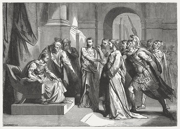Christ before Pilate (Mark 15), wood engraving, published in 1886