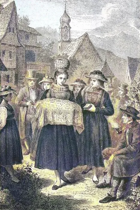 Framed Print : Christening of a child in the Gutachtal, Black Forest, Germany, historical woodcut, circa 1870, digitally restored reproduction of an original 19th century print, exact original date unknown, coloured Framed Print : Christening of a child in the Gutachtal, Black Forest, Germany, historical woodcut, circa 1870, digitally restored reproduction of an original 19th century print, exact original date unknown, coloured