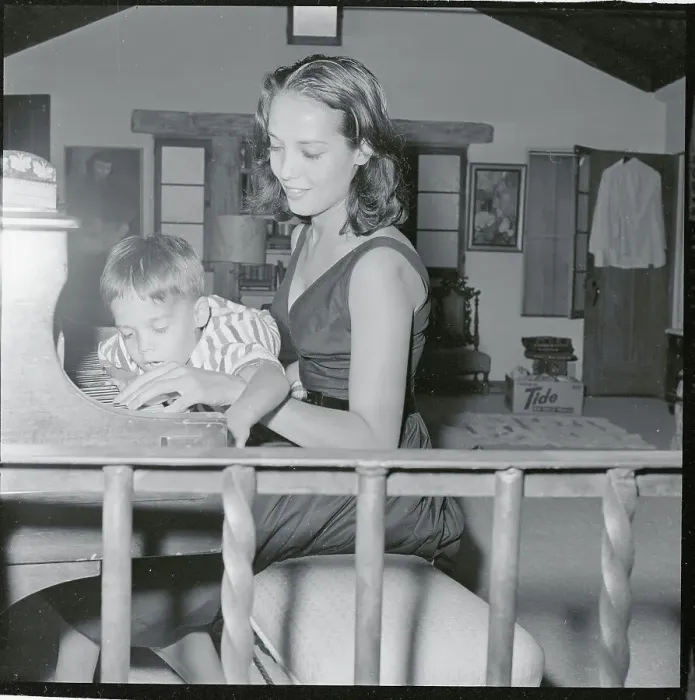 Framed Print : Christian Brando with His Mother at Piano Framed Print : Christian Brando with His Mother at Piano