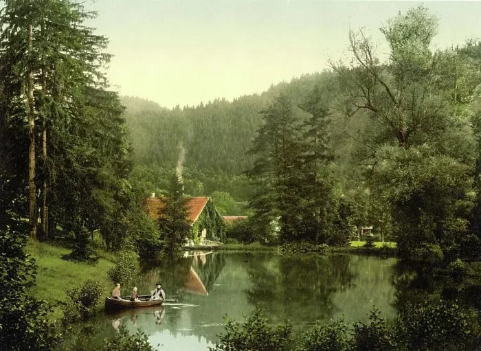Framed Print : Christianental Game Park near Wernigerode in the Harz Mountains, Saxony-Anhalt, Germany, Historic, digitally restored reproduction of a photochromic print from the 1890s Framed Print : Christianental Game Park near Wernigerode in the Harz Mountains, Saxony-Anhalt, Germany, Historic, digitally restored reproduction of a photochromic print from the 1890s