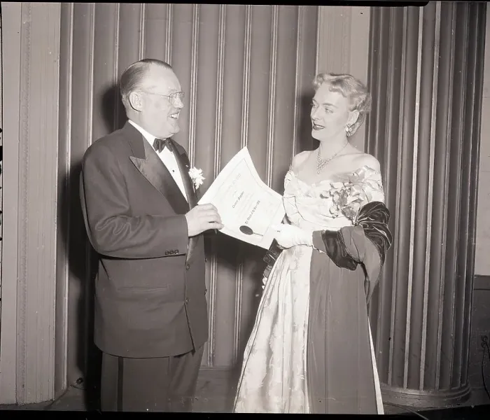 Framed Print : Christine Jorgensen Receiving an Award Framed Print : Christine Jorgensen Receiving an Award