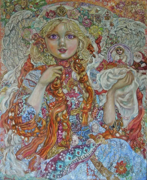 Framed Print : The Christmas Angel. Artist: Sugai, Yumi Framed Print : The Christmas Angel. Artist: Sugai, Yumi