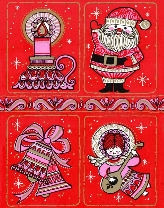 Framed Print : Four Christmas Motifs Framed Print : Four Christmas Motifs