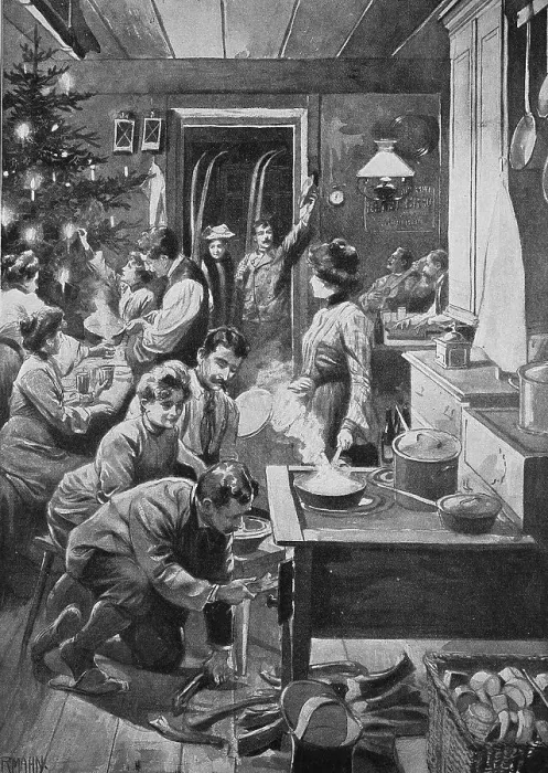 Framed Print : Christmas party in an alpine refuge in the mountains, Bavaria, Germany, Historical, digital reproduction of an original from the 19th century, original date not known Framed Print : Christmas party in an alpine refuge in the mountains, Bavaria, Germany, Historical, digital reproduction of an original from the 19th century, original date not known