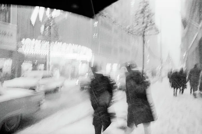 Framed Print : Christmas Shoppers in the Snow in 1963 Framed Print : Christmas Shoppers in the Snow in 1963