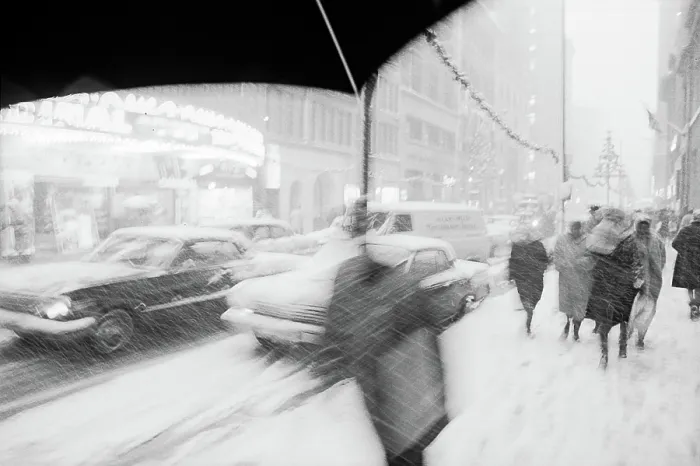 Framed Print : Christmas Shoppers in the Snow in 1963 Framed Print : Christmas Shoppers in the Snow in 1963
