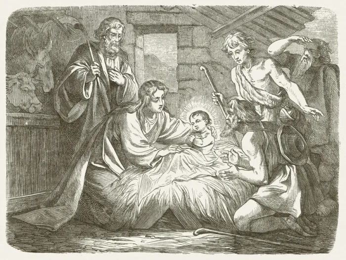 Framed Print : Christmas, wood engraving, published in 1877 Framed Print : Christmas, wood engraving, published in 1877