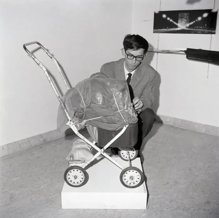 Framed Print : Christo With Wrapped-Up Baby Stroller Framed Print : Christo With Wrapped-Up Baby Stroller