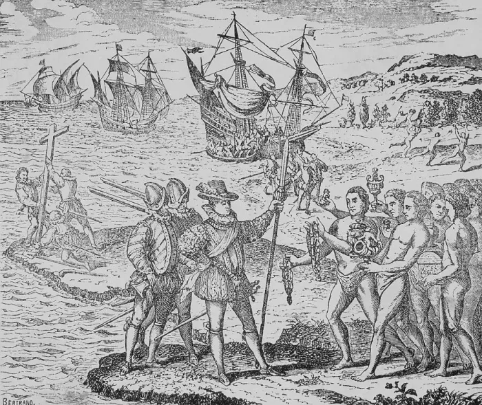 Framed Print : Christopher Columbus and His Men at Haiti Framed Print : Christopher Columbus and His Men at Haiti