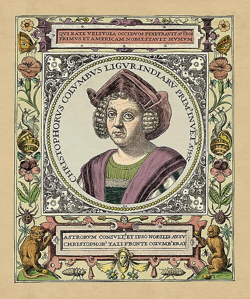 Christopher Columbus portrait engraving