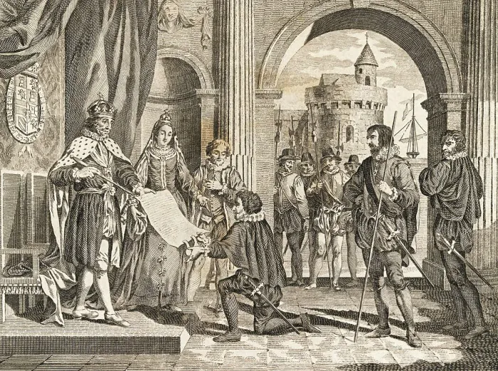 Framed Print : Christopher Columbus Presenting Himself Framed Print : Christopher Columbus Presenting Himself
