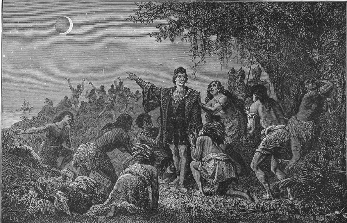 Framed Print : Christopher Columbus Scares Indians Framed Print : Christopher Columbus Scares Indians