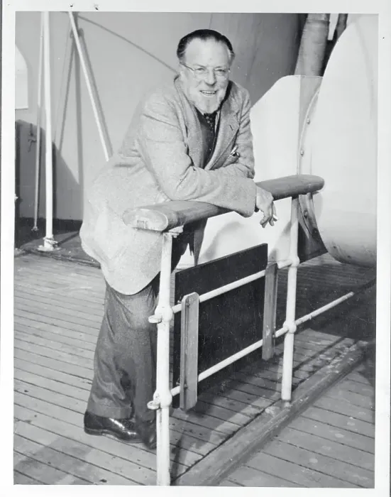 Framed Print : Christopher Morley Leaning on Ship Deck Framed Print : Christopher Morley Leaning on Ship Deck