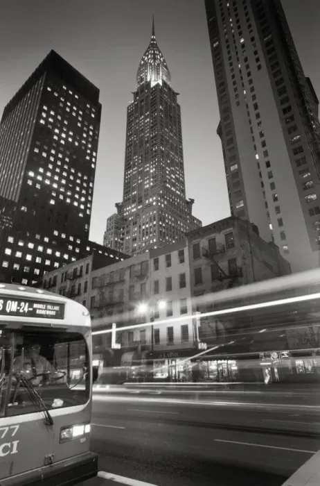 Framed Print : Chrysler building and street at night Framed Print : Chrysler building and street at night