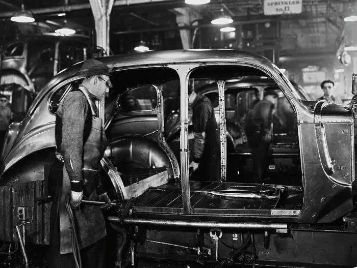 Framed Print : Chrysler Corporation Production Line, Detroit, Michigan