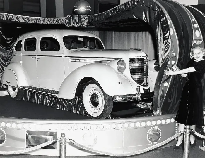 Framed Print : Chrysler Sedan on Turntable Display Framed Print : Chrysler Sedan on Turntable Display