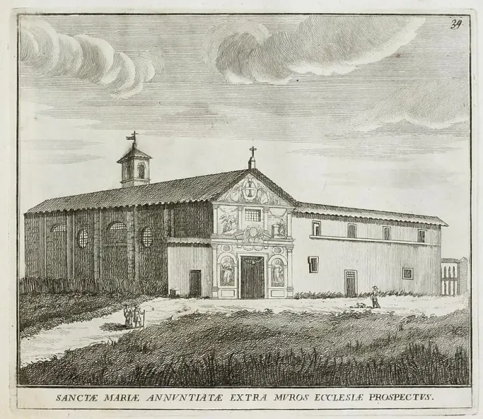 Framed Print : The church of Annunziatella is a Catholic place of worship in Rome, in the Ardeatino district, in the alley of the same name, between Via Ardeatina and Via di Grotta Perfetta, historic Rome, Italy, digital reproduction of an original 17th century Framed Print : The church of Annunziatella is a Catholic place of worship in Rome, in the Ardeatino district, in the alley of the same name, between Via Ardeatina and Via di Grotta Perfetta, historic Rome, Italy, digital reproduction of an original 17th century