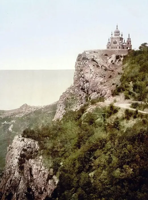 Framed Print : Church, Baidar, Crimea, Ukraine, Russia, c. 1890, Historic, digitally enhanced reproduction of a photochrome print of the period Framed Print : Church, Baidar, Crimea, Ukraine, Russia, c. 1890, Historic, digitally enhanced reproduction of a photochrome print of the period