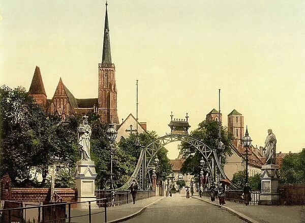 Church of Brelau, Silesia, formerly Germany, now Wroclaw in Poland, Germany, Historic, digitally restored reproduction of a photochrome print from the 1890s