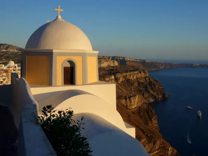 Framed Print : Church along the Caldera wall, Santorini Framed Print : Church along the Caldera wall, Santorini