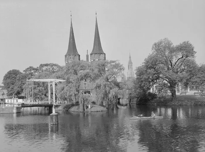 Framed Print : Church and Canal in Delft Framed Print : Church and Canal in Delft