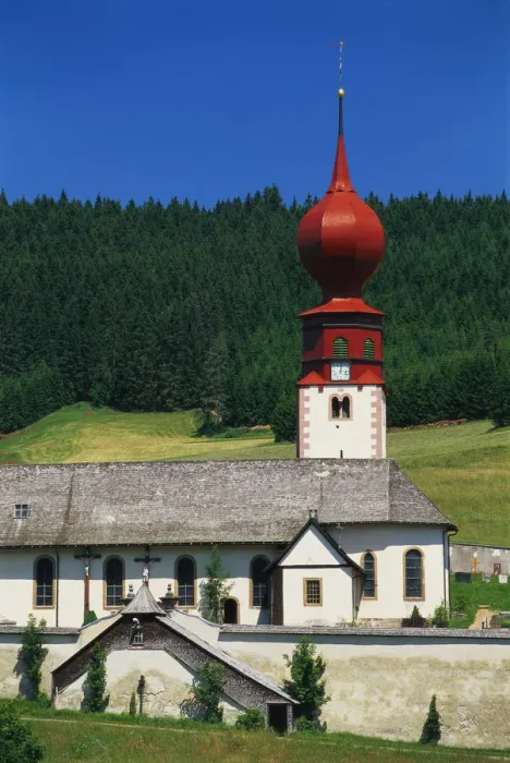 Framed Print : Church and Cemetery, Urach, Black Forest, Baden Wurttemberg, Bavaria, Germany