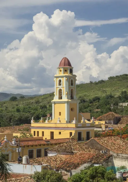 Framed Print : Church in a colonial town