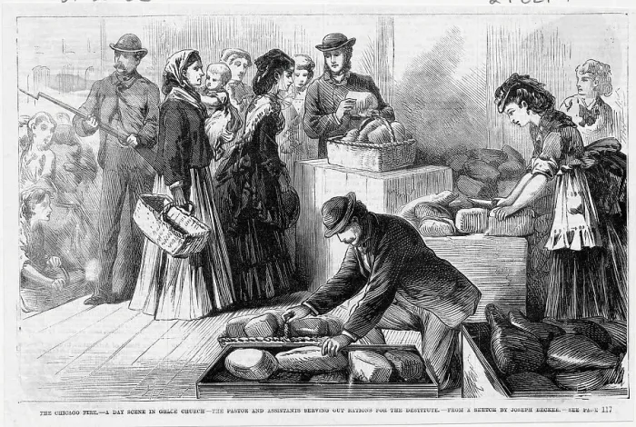 Framed Print : Church Feeding Fire Victims Framed Print : Church Feeding Fire Victims