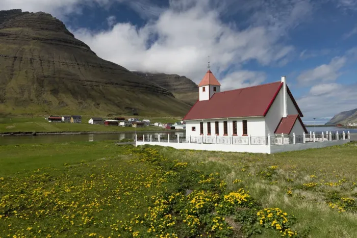 Framed Print : Church in Hvannasund, Viooy, Faroe Islands, Denmark Framed Print : Church in Hvannasund, Viooy, Faroe Islands, Denmark