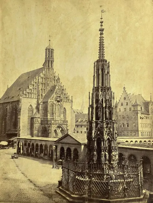 Framed Print : The Church of Our Lady and Beautiful Fountain, 1870, Nuremberg, Bavaria, Germany, Historical, digitally restored reproduction from a 19th century original Framed Print : The Church of Our Lady and Beautiful Fountain, 1870, Nuremberg, Bavaria, Germany, Historical, digitally restored reproduction from a 19th century original