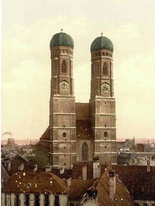 Framed Print : The Church of Our Lady in Munich, Bavaria, c. 1890, Germany, Historical, digitally restored reproduction from a 19th century original Framed Print : The Church of Our Lady in Munich, Bavaria, c. 1890, Germany, Historical, digitally restored reproduction from a 19th century original