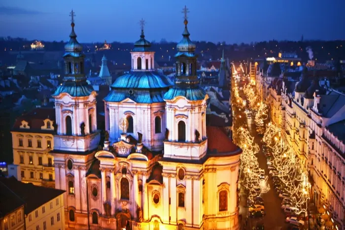 Framed Print : Church lights city street in Prague Czech Republic Framed Print : Church lights city street in Prague Czech Republic