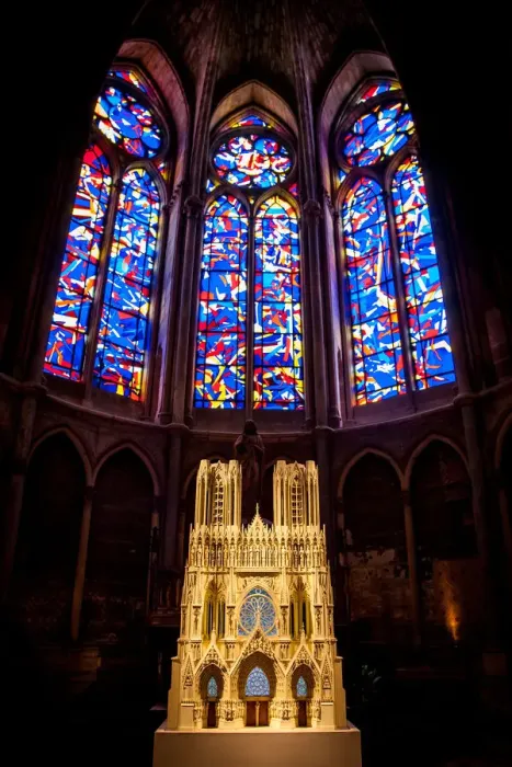 Framed Print : Church painted glass on Notre-Dame de Reims, Reims Cathedral
