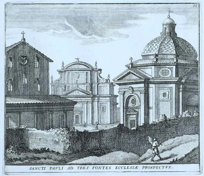 Framed Print : Church of S. Paolo alle tre fontane, outside Porta S. Paolo, historical Rome, Italy, digital reproduction of an original 17th century painting, original date unknown Framed Print : Church of S. Paolo alle tre fontane, outside Porta S. Paolo, historical Rome, Italy, digital reproduction of an original 17th century painting, original date unknown