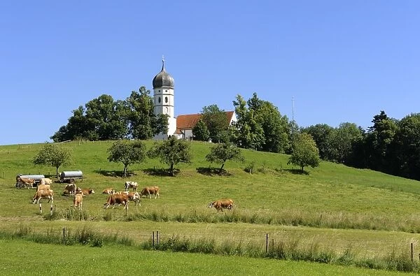Church of St. Johann Baptist, Holzhausen, Muensing community on Lake Starnberg, Bavaria, Germany, Europe, PublicGround