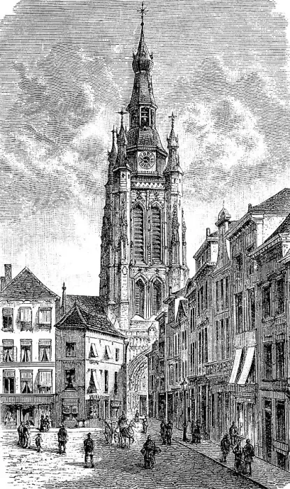 Framed Print : The Church of St. Martin in Kortrijk, Kortryk, Courtrai, formerly Cortrick, Flanders, Belgium, in 1880, Historic, digitally restored reproduction of an original 19th century original