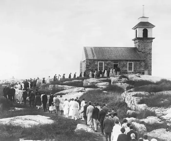 Framed Print : Churchgoers Marching in a Line to Building Framed Print : Churchgoers Marching in a Line to Building