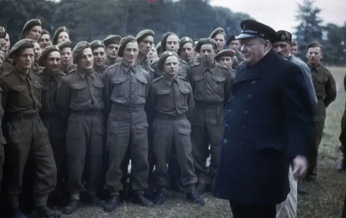 Framed Print : Churchill Speaks to D-Day Veterans Framed Print : Churchill Speaks to D-Day Veterans