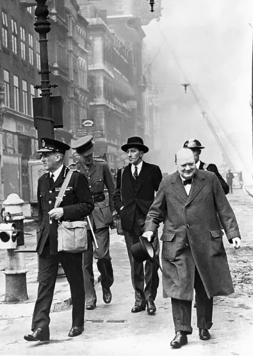 Framed Print : Churchill Strolls Through Bombed Area Framed Print : Churchill Strolls Through Bombed Area