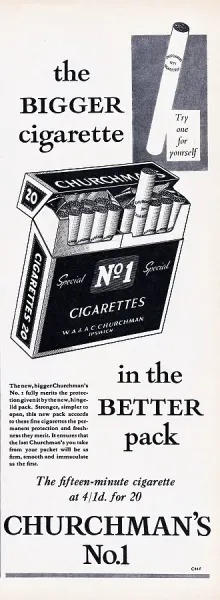 churchmans tenner cigarettes Churchman's No. 1 Cigarettes Print, 1956 Advertisement. Art Prints, Posters  & Puzzles from Fine Art Storehouse