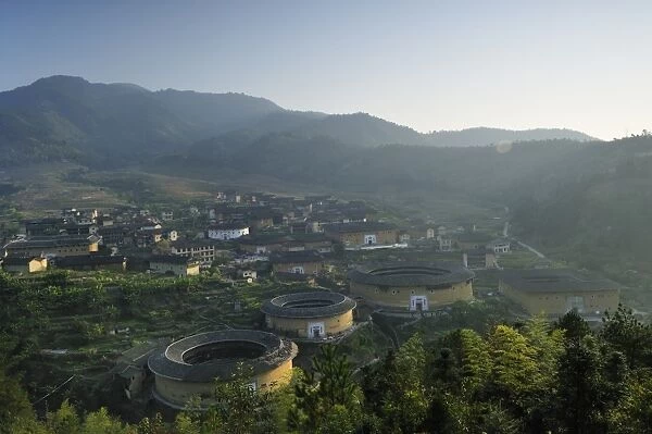 Chuxi Tulou Cluster at sunset