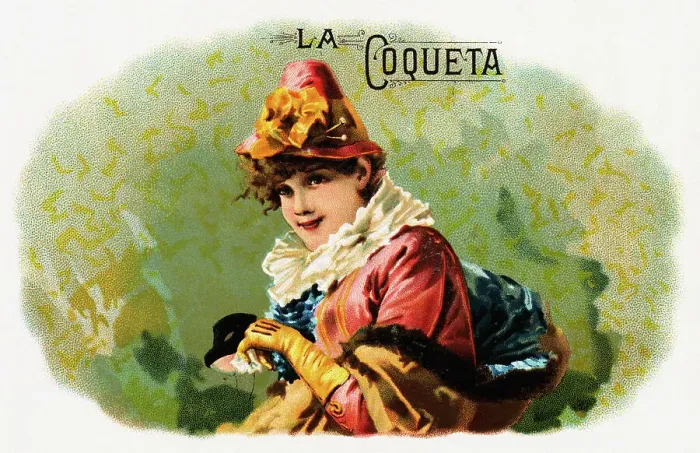 Framed Print : Cigar Box Design La Coqueta W / Girl Framed Print : Cigar Box Design La Coqueta W / Girl