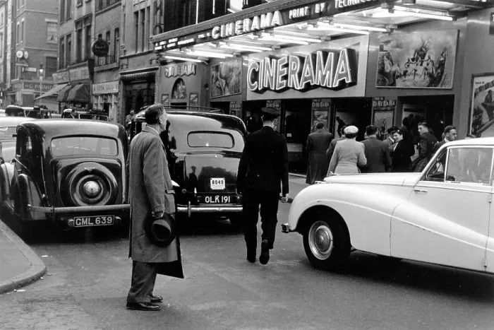 Framed Print : Cinerama. 16th July 1955: The Cinerama cinema in Soho, London Framed Print : Cinerama. 16th July 1955: The Cinerama cinema in Soho, London