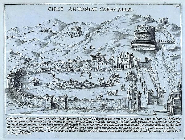 Circi Antonini Caracallae, The Circus of Caracalla, historical Rome, Italy, digital reproduction of an original 17th century artwork, original date unknown
