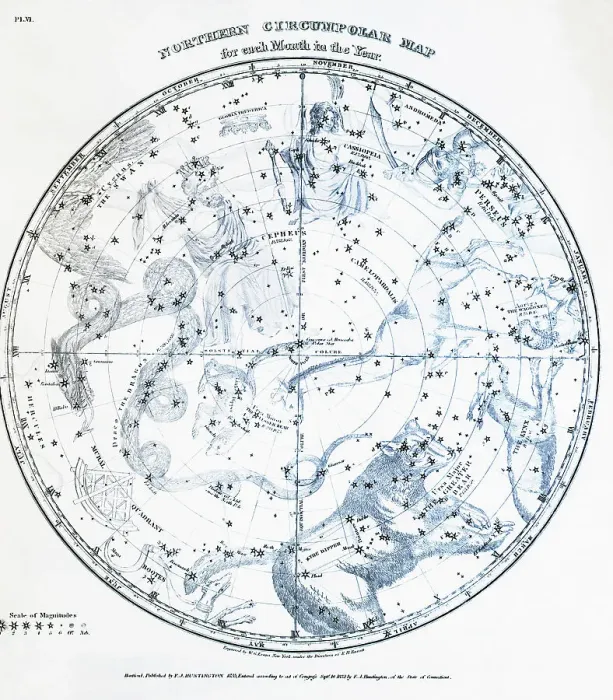 Framed Print : Circular Map Of The Sky, Constellations Framed Print : Circular Map Of The Sky, Constellations