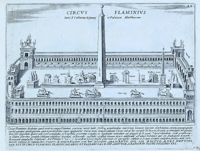 Framed Print : The Circus Flaminius. The Circus Flaminus did not have fixed seating like the Circus Maximus, which made its use more flexible. It was located on the Campus Flaminius, historical Rome, Italy, digital reproduction of an original 17th-century design Framed Print : The Circus Flaminius. The Circus Flaminus did not have fixed seating like the Circus Maximus, which made its use more flexible. It was located on the Campus Flaminius, historical Rome, Italy, digital reproduction of an original 17th-century design