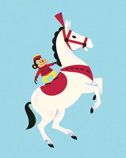 Circus Monkey Riding a Horse