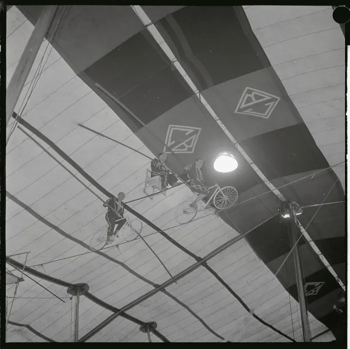 Framed Print : Circus Performers on High Wire Framed Print : Circus Performers on High Wire
