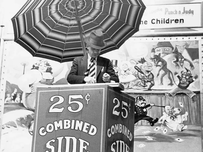 Framed Print : Circus Ticket Vendor at His Booth Framed Print : Circus Ticket Vendor at His Booth